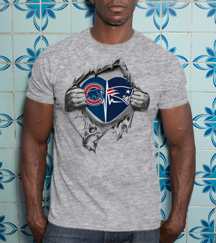 Cubs Patriots Heart Tear T-Shirt