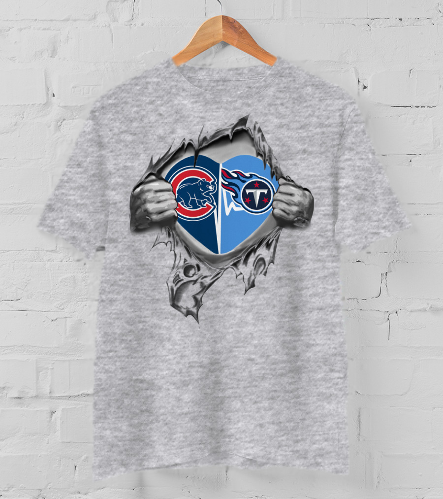 Cubs Bears Titans Heart Emblem Burst T-Shirt