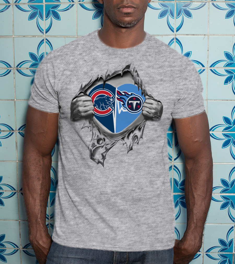 Cubs Bears Titans Heart Emblem Burst T-Shirt