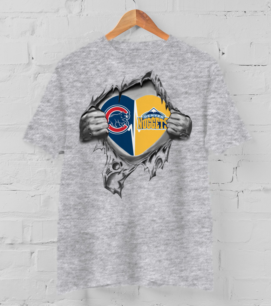 Chicago Cubs Denver Nuggets Heart T-Shirt