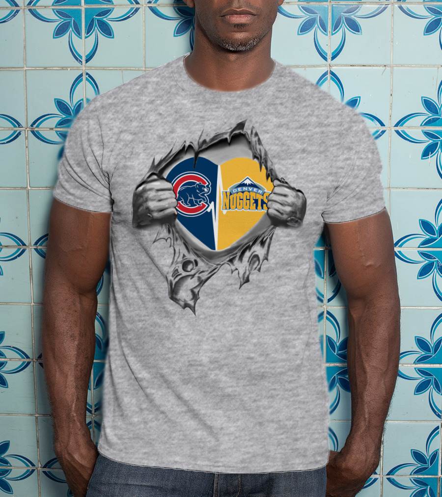 Chicago Cubs Denver Nuggets Heart T-Shirt