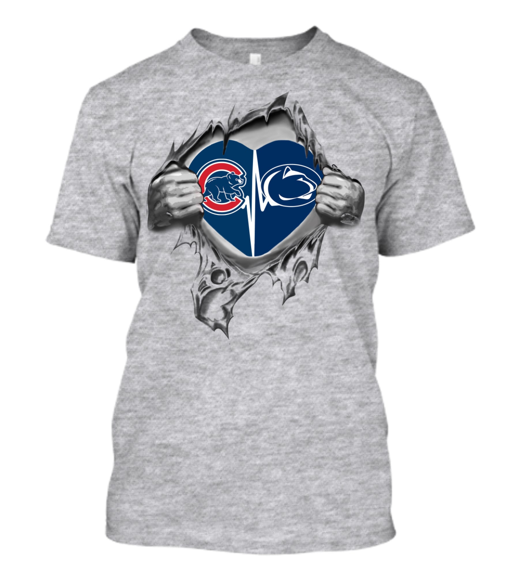 Cubs Penn State Heart Design With Logos T-Shirt