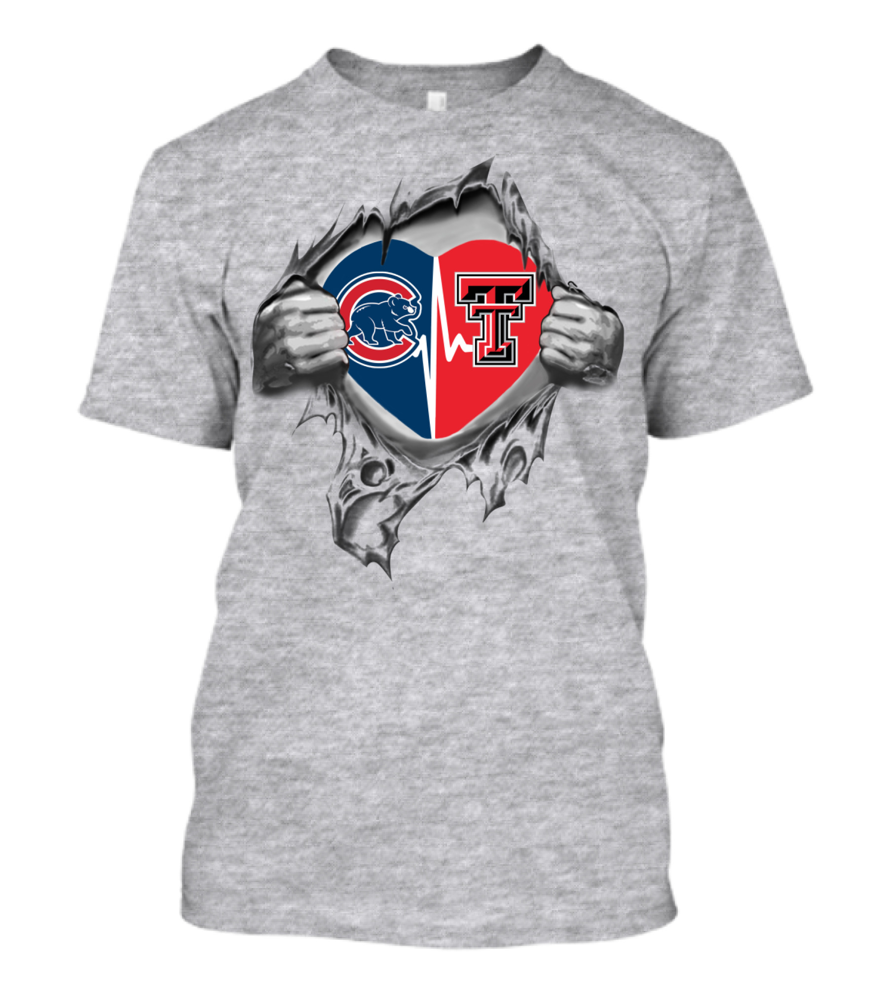 Cubs Texas Tech Heart Torn Chest T-Shirt