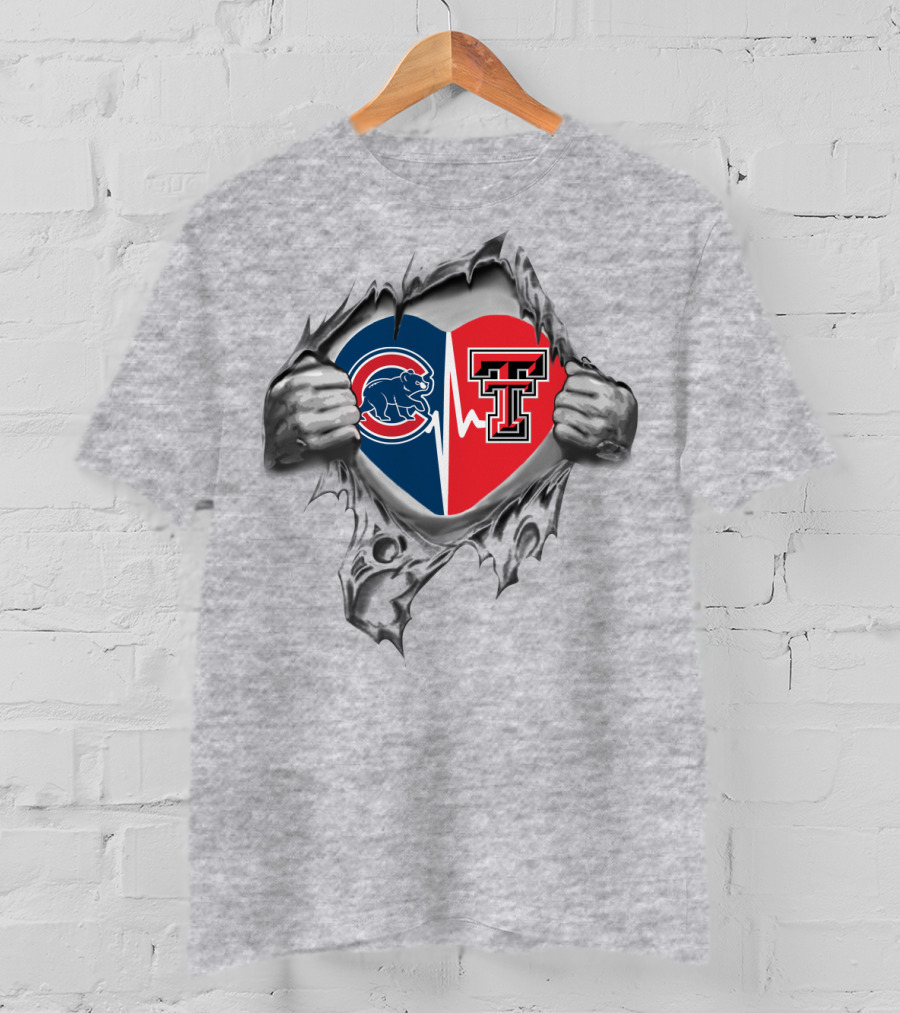 Cubs Texas Tech Heart Torn Chest T-Shirt