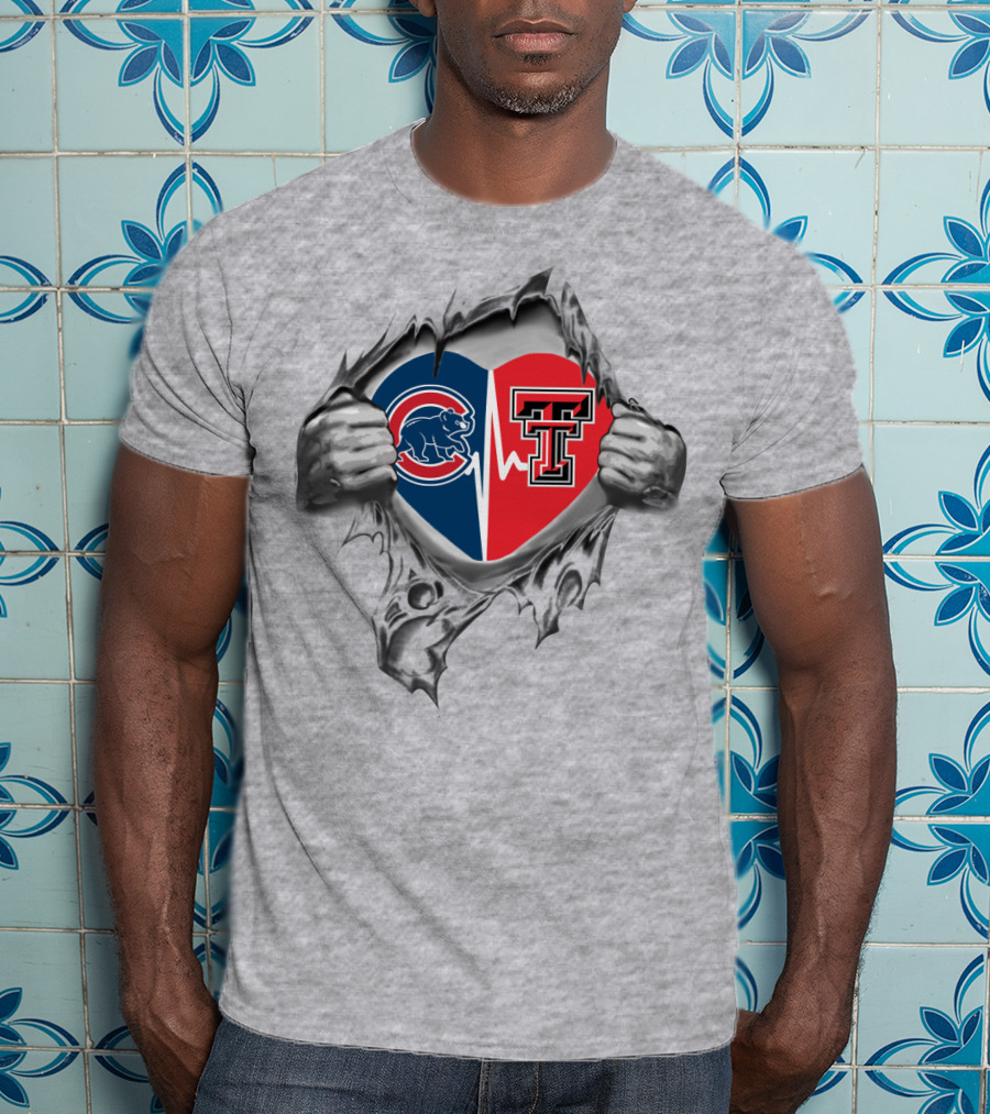 Cubs Texas Tech Heart Torn Chest T-Shirt