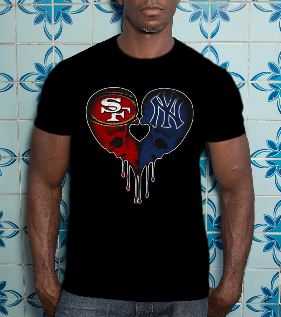 49Ers Yankees Skull Heart T-Shirt