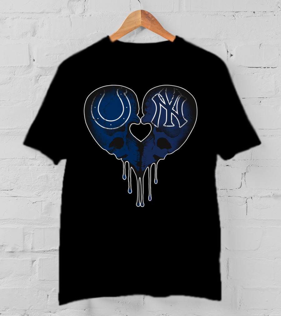 Colts Yankees Skull Heart Fusion T-Shirt
