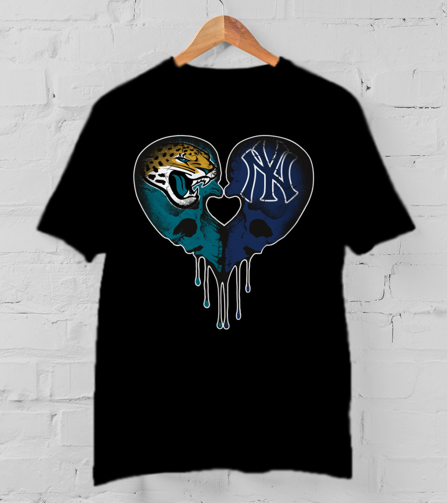 Jaguars Yankees Skull Heart Fusion T-Shirt