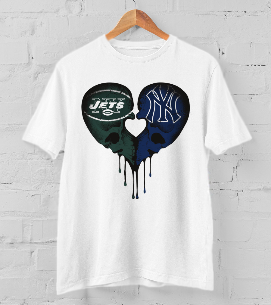 Jets Yankees Skull Heart Logo Fusion T-Shirt