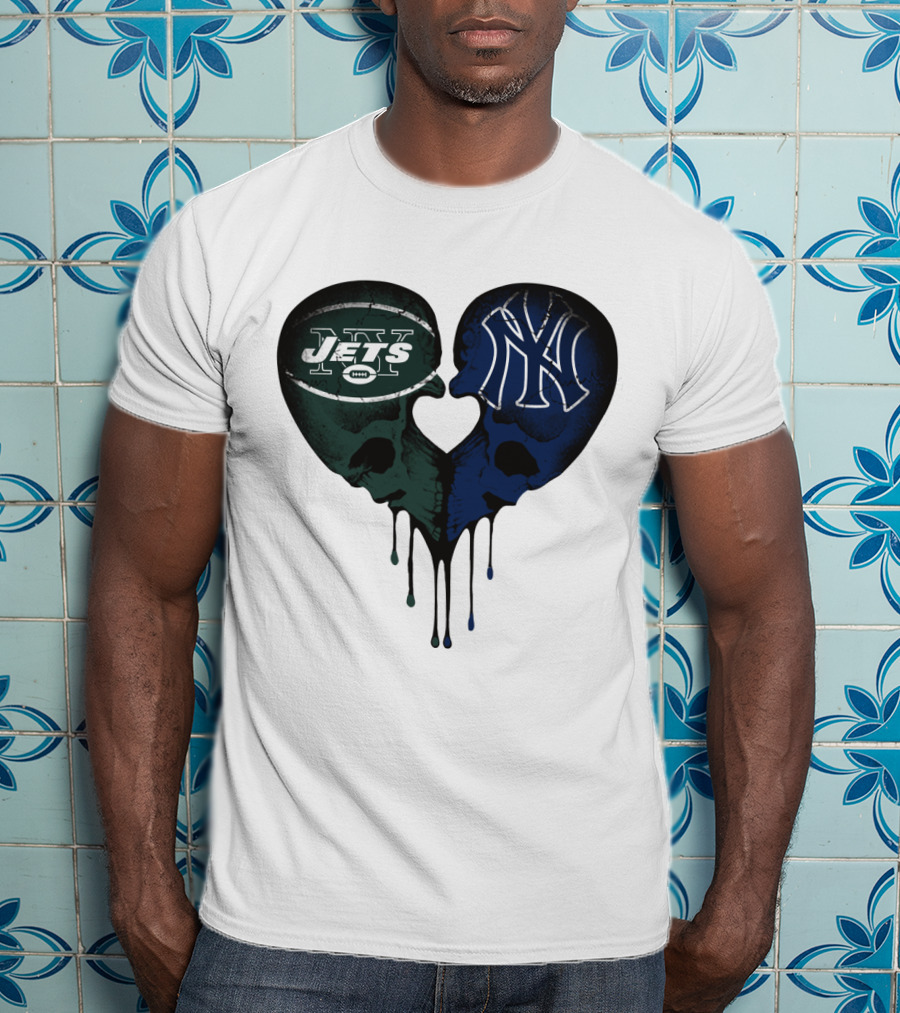 Jets Yankees Skull Heart Logo Fusion T-Shirt