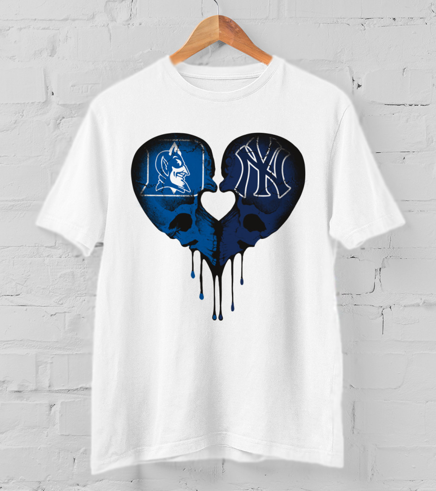 Duke Yankees Skull Heart Dripping Blue T-Shirt