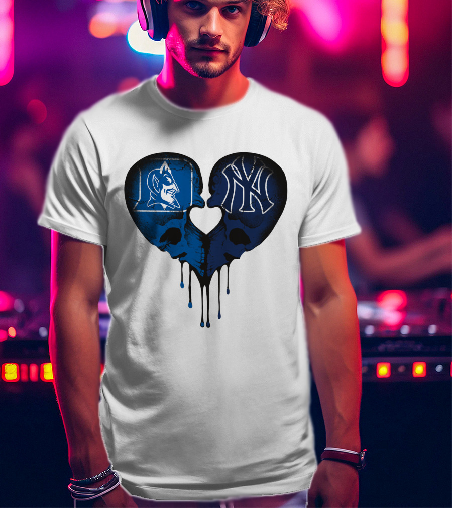 Duke Yankees Skull Heart Dripping Blue T-Shirt