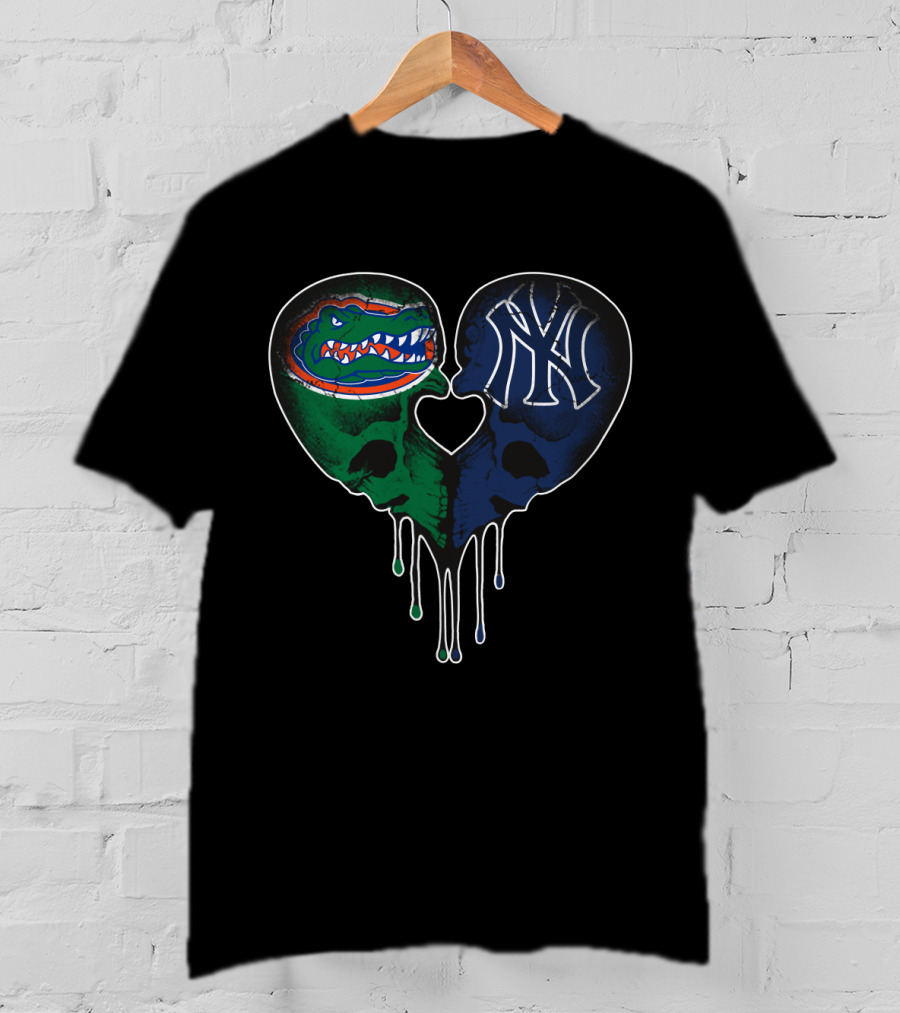 Gators Yankees Skull Love Heart Fusion T-Shirt