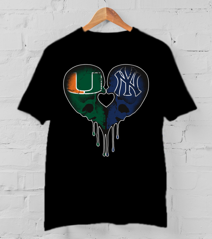 Yankees Hurricanes Love Skull Heart T-Shirt