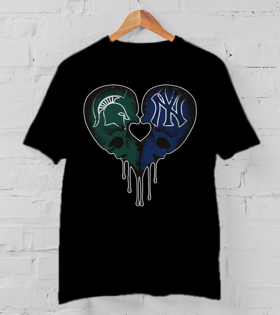 Spartans Yankees Skull Heart T-Shirt