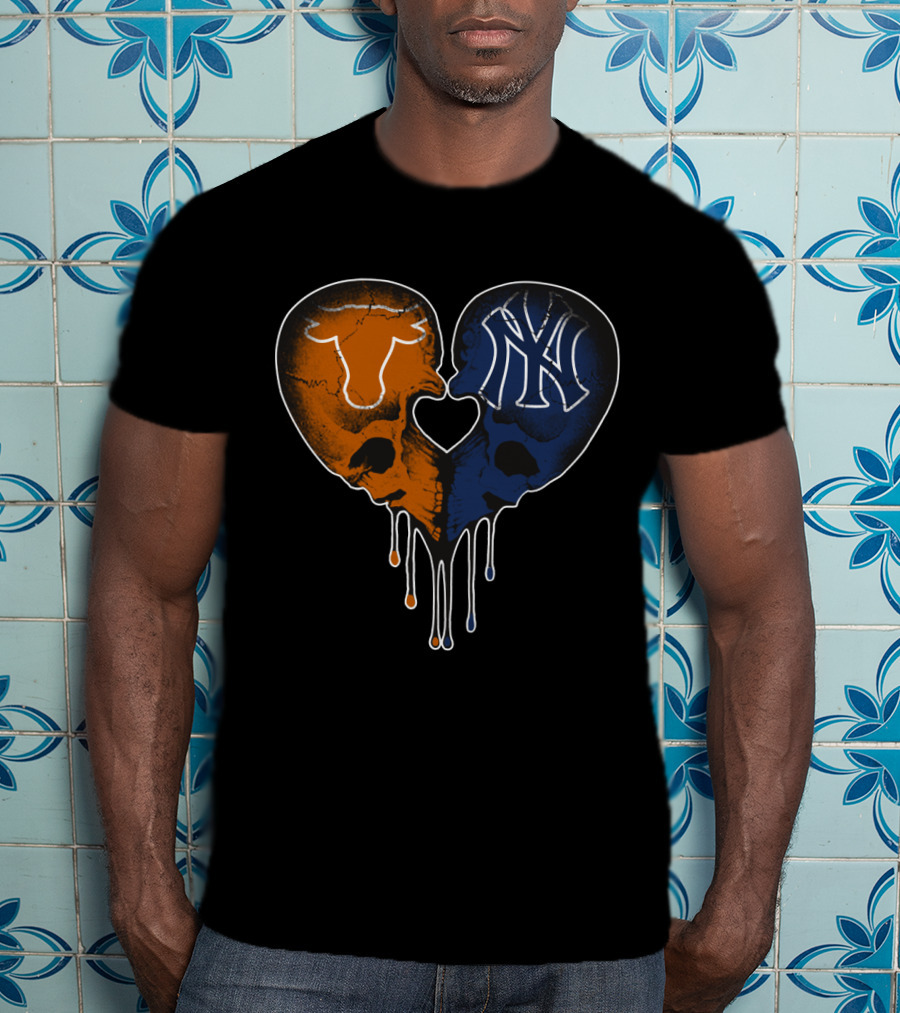 Longhorn Yankees Skull Heart Love T-Shirt