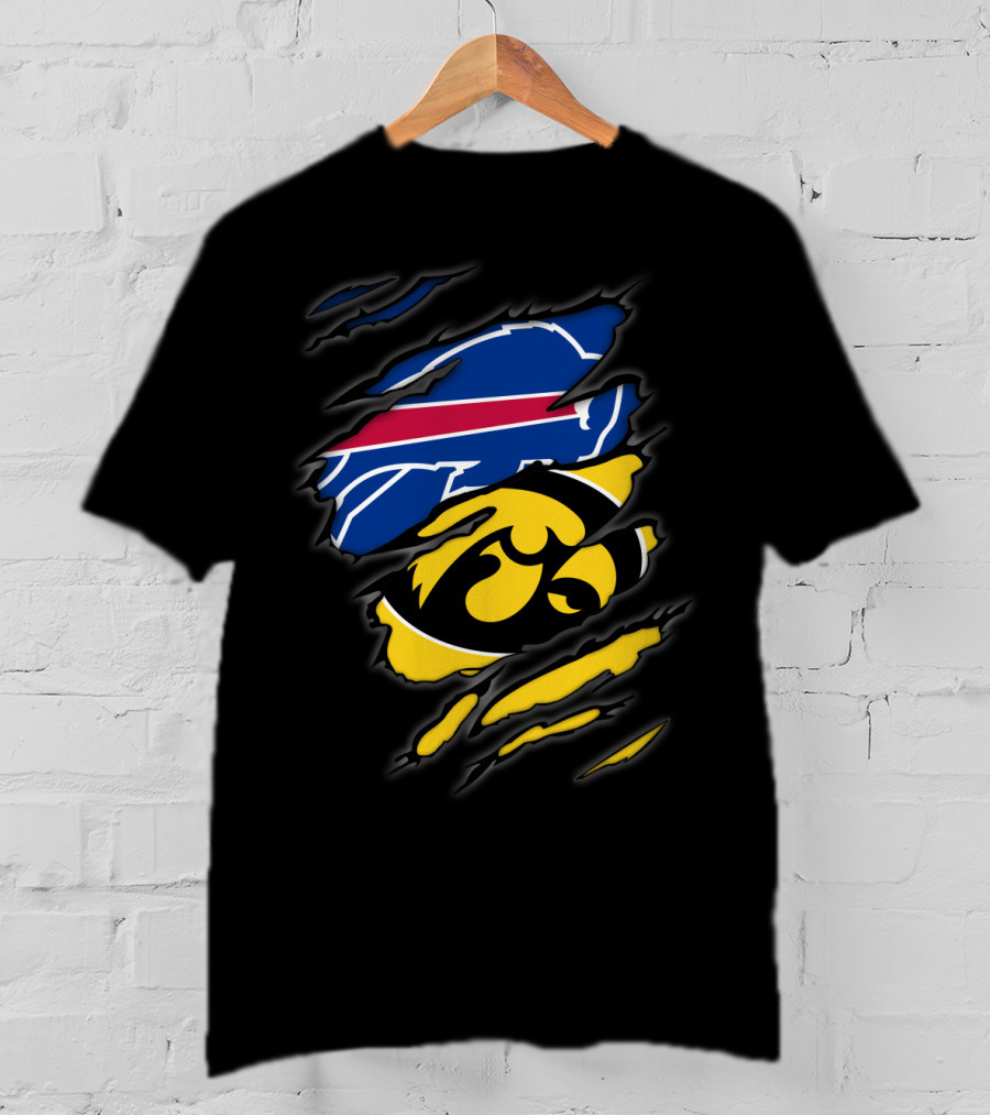 Buffalo Bills And Iowa Hawkeyes Ripped T-Shirt
