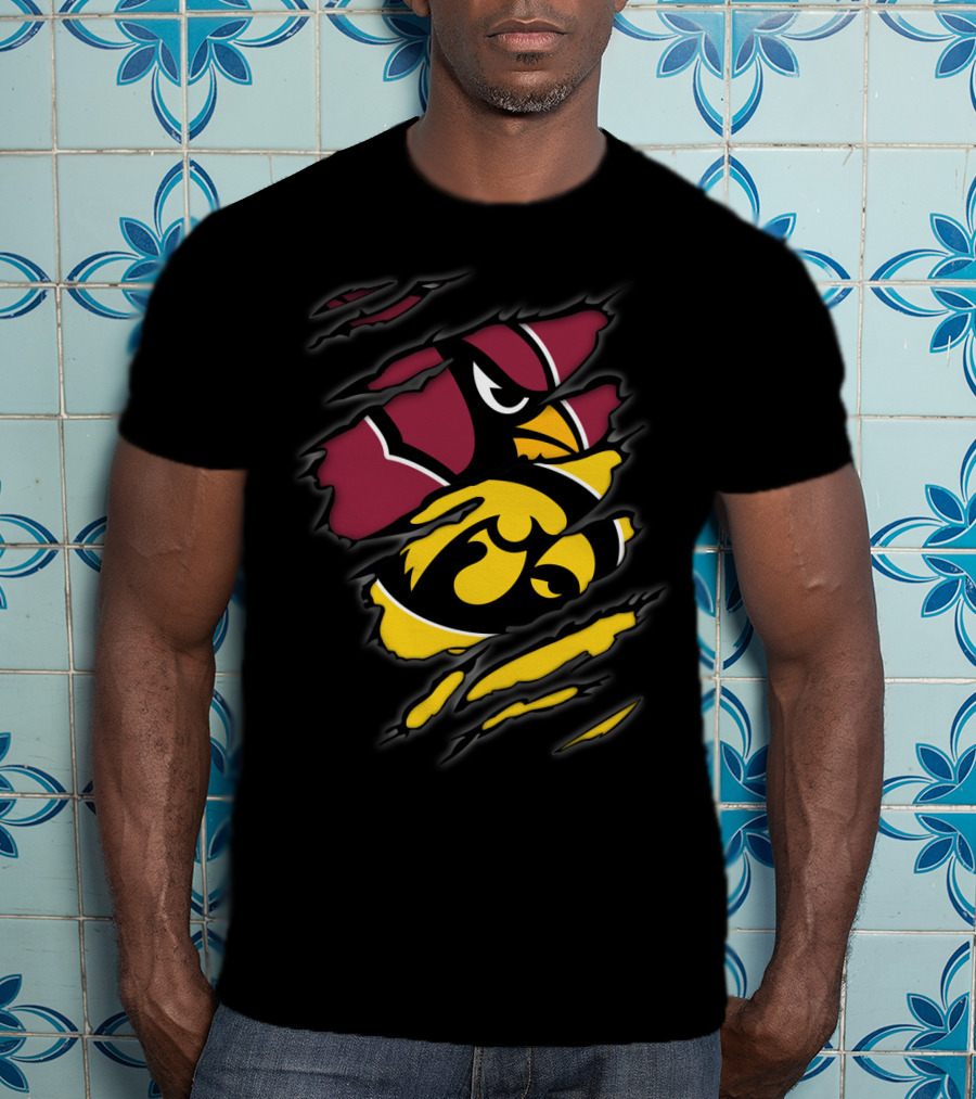 Cardinals Iowa Hawkeyes Iconic Team Logos Collaboration T-Shirt