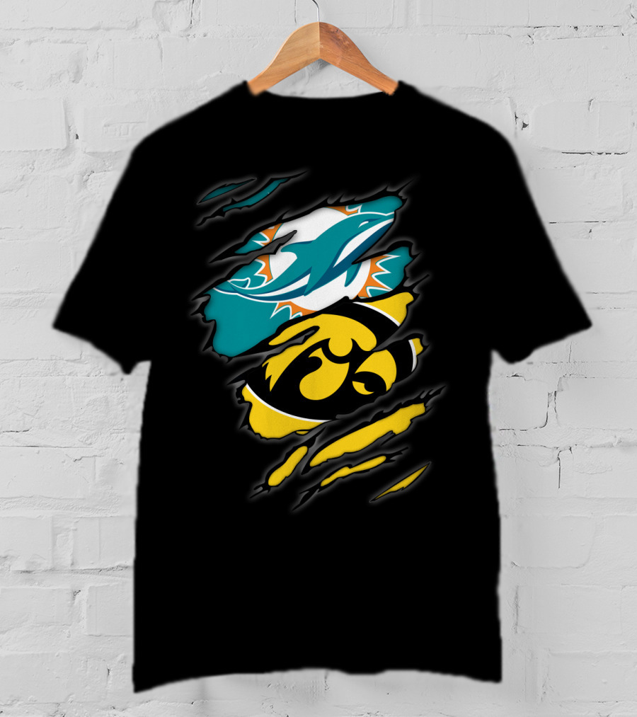 Miami Dolphins Iowa Hawkeyes Torn Claw T-Shirt