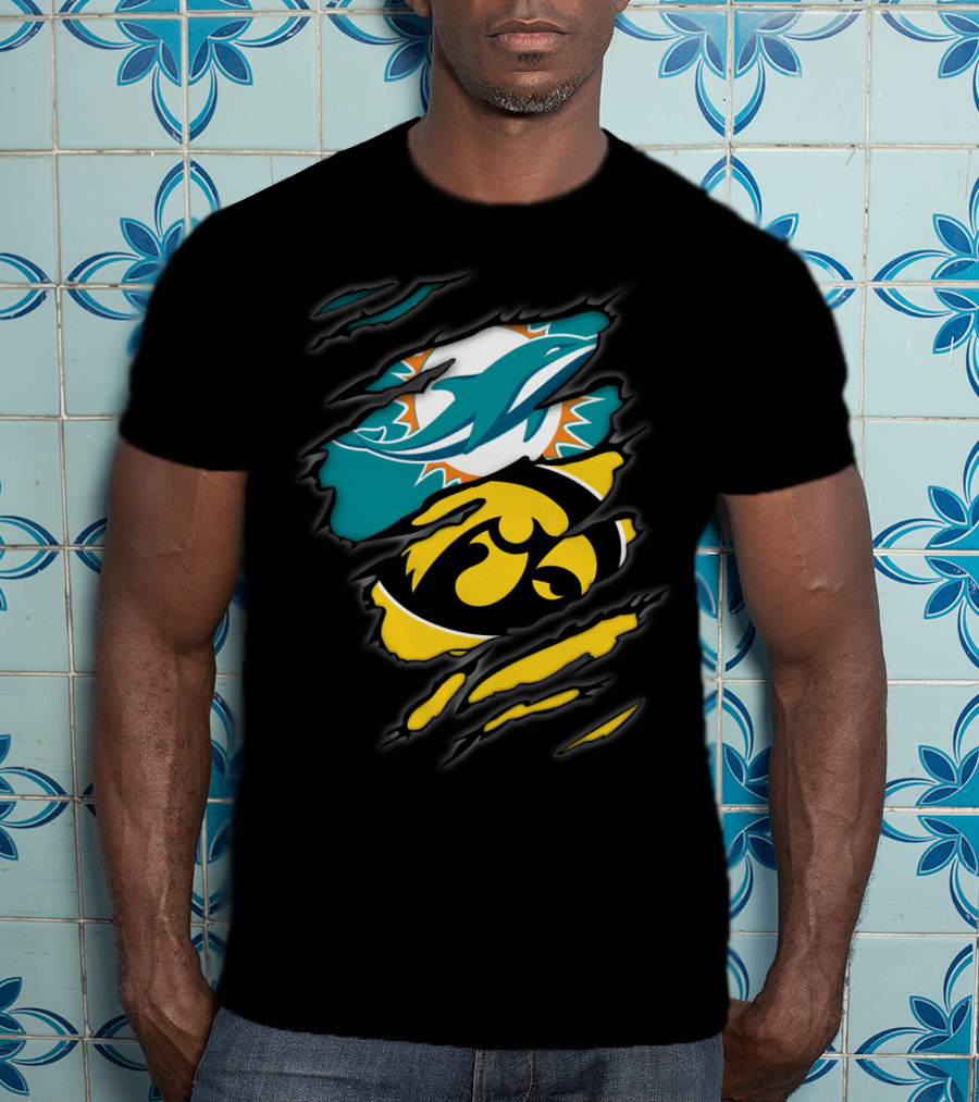 Miami Dolphins Iowa Hawkeyes Torn Claw T-Shirt