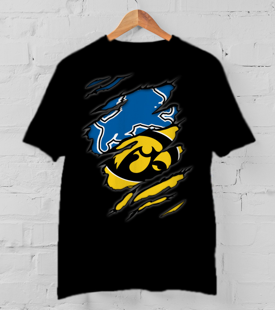 Lions Iowa Hawkeyes Tear Effect Sports Rivalry T-Shirt