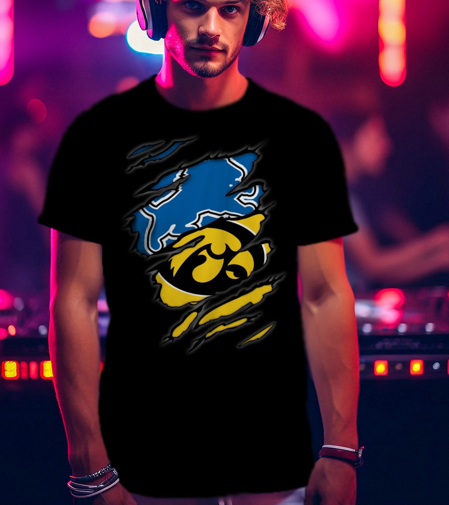 Lions Iowa Hawkeyes Tear Effect Sports Rivalry T-Shirt