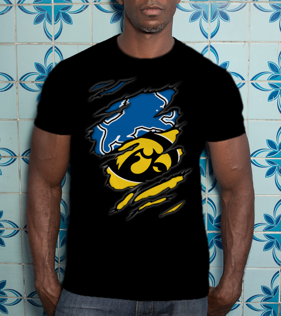 Lions Iowa Hawkeyes Tear Effect Sports Rivalry T-Shirt