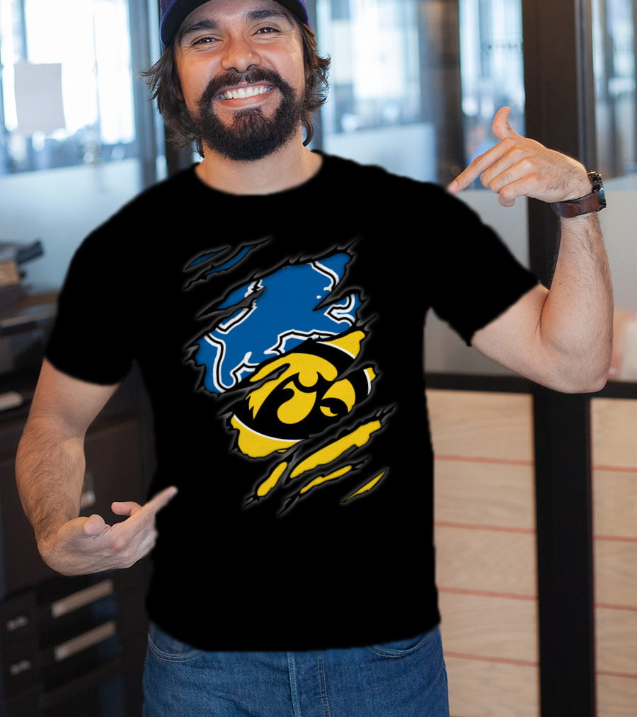 Lions Iowa Hawkeyes Tear Effect Sports Rivalry T-Shirt