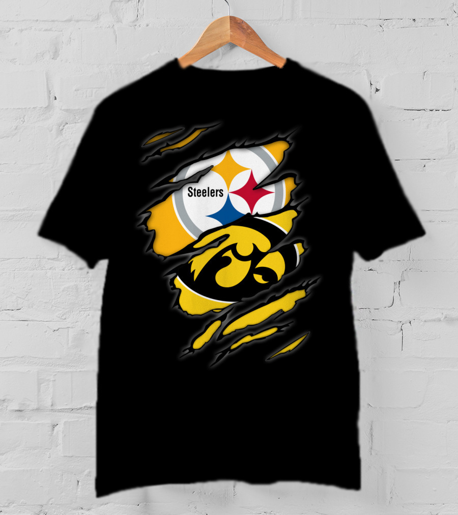 Steelers Iowa Hawkeyes Torn Symbol Fusion T-Shirt