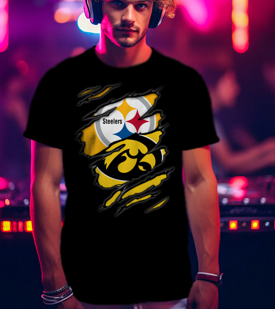 Steelers Iowa Hawkeyes Torn Symbol Fusion T-Shirt