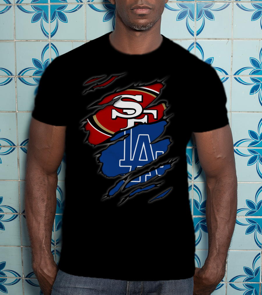 49ers SF LA Dodgers Torn T-Shirt