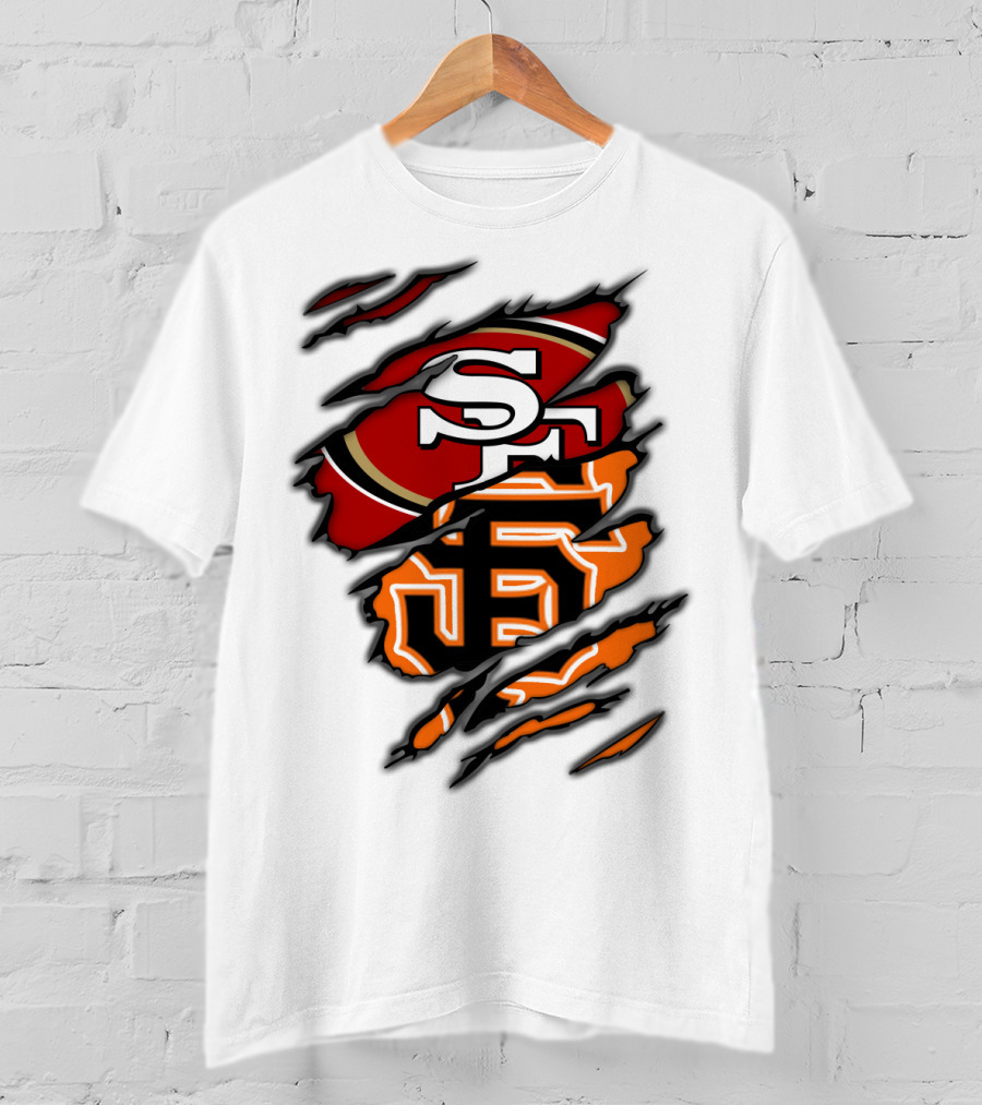 49Ers SF Giants Logos Rip T-Shirt