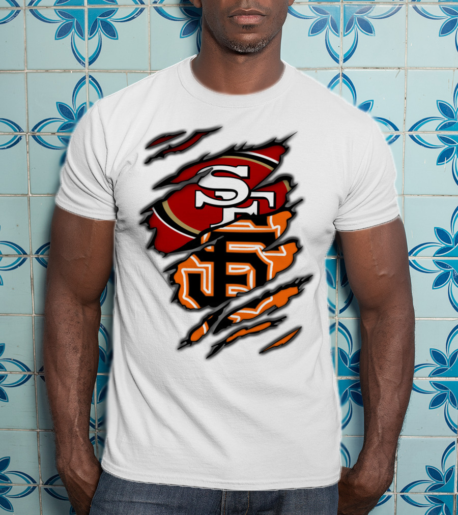 49Ers SF Giants Logos Rip T-Shirt