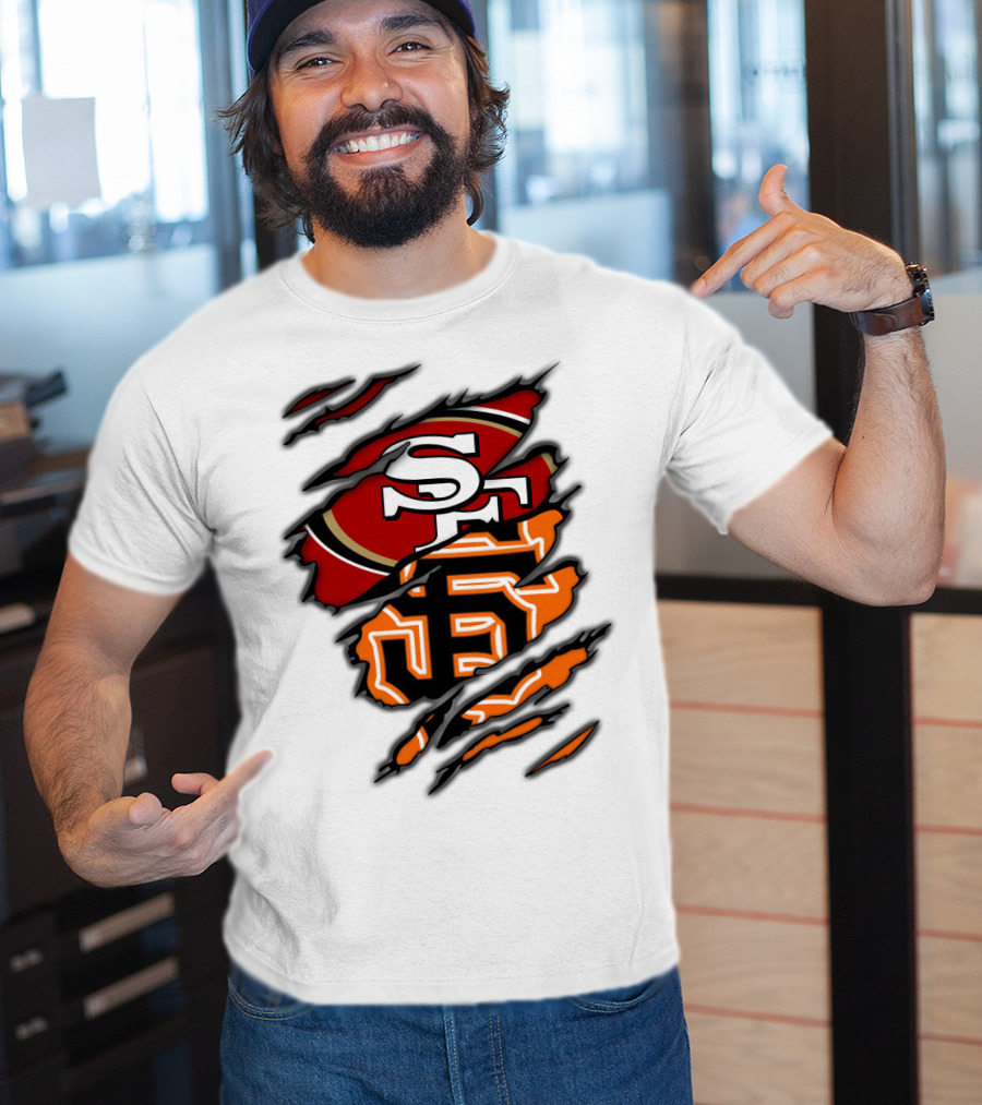49Ers SF Giants Logos Rip T-Shirt