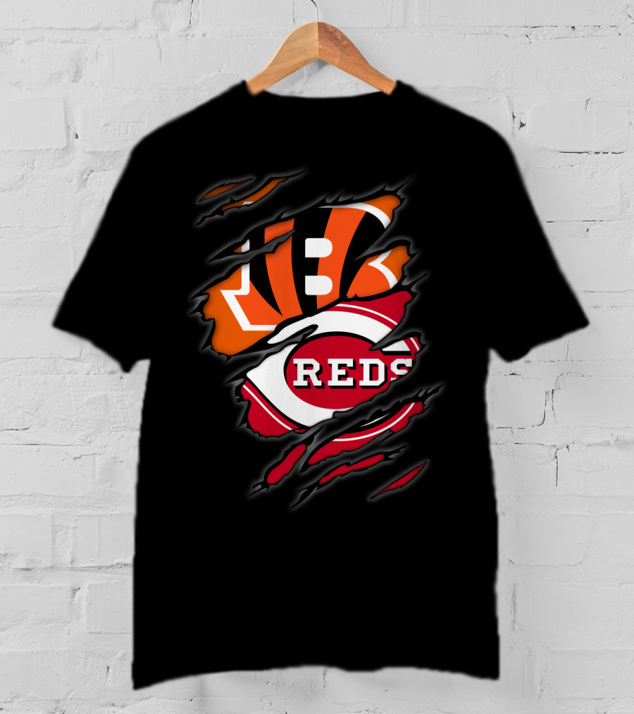 Bengals Reds Logo Ripped Claw T-Shirt