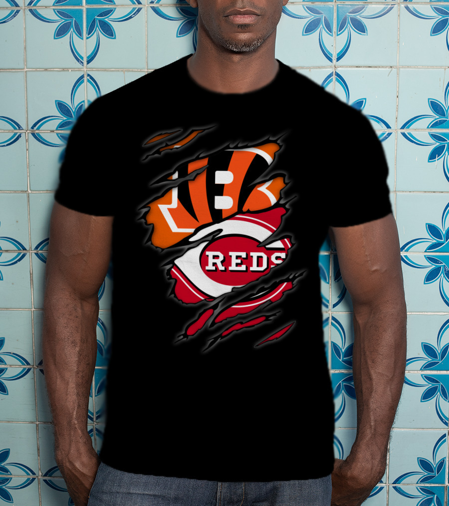 Bengals Reds Logo Ripped Claw T-Shirt