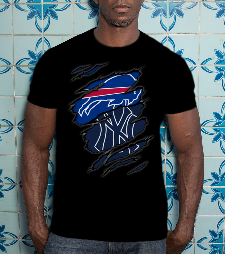 Buffalo Bills And New York Yankees Logo Mashup T-Shirt