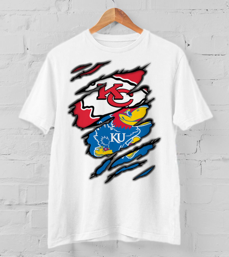 Kansas City Chiefs KU Jayhawks Logo Mashup T-Shirt