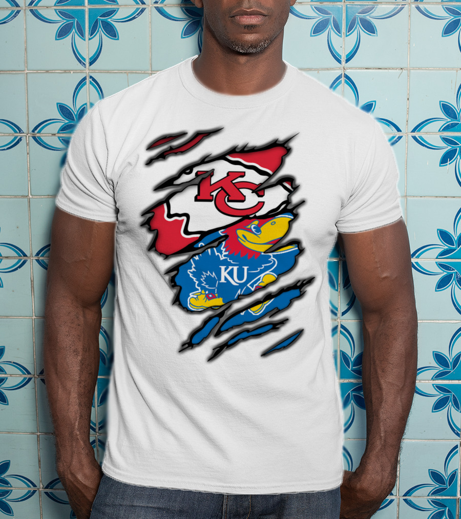 Kansas City Chiefs KU Jayhawks Logo Mashup T-Shirt