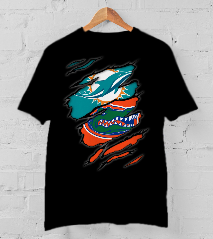 Miami Dolphins Florida Gators Torn Claw Marks T-Shirt