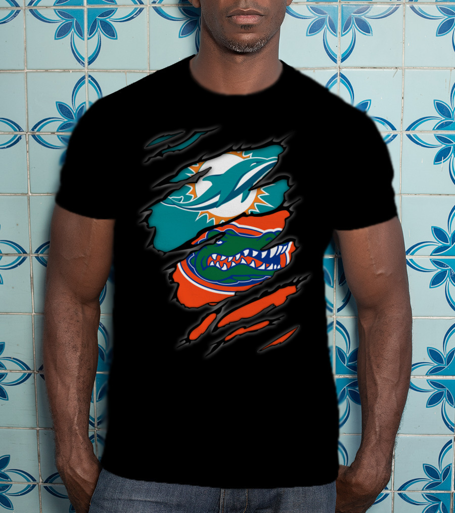 Miami Dolphins Florida Gators Torn Claw Marks T-Shirt