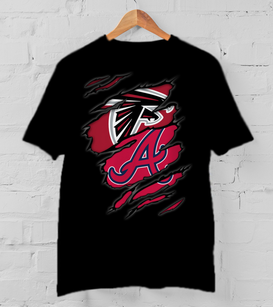 Atlanta Falcons Braves Dual Logo Rip T-Shirt