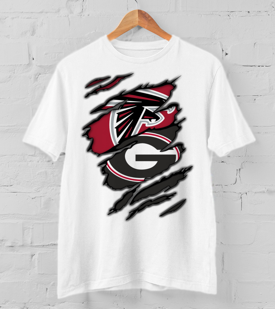 Atlanta Falcons Georgia Bulldogs Ripped Claw Marks T-Shirt