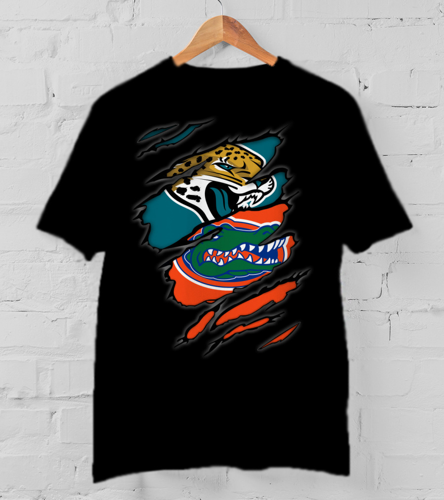 Jacksonville Jaguars Florida Gators Dual Logo Claw Marks T-Shirt