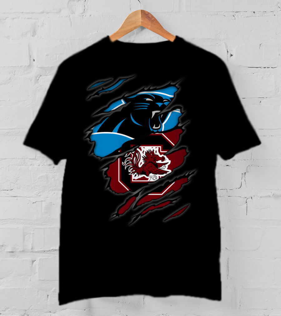 Carolina Panthers South Carolina Gamecocks Logo Mashup T-Shirt