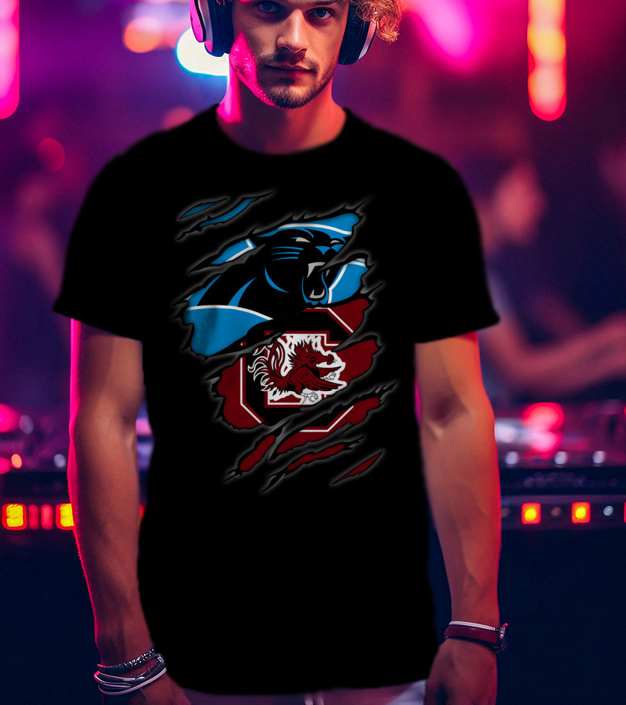 Carolina Panthers South Carolina Gamecocks Logo Mashup T-Shirt