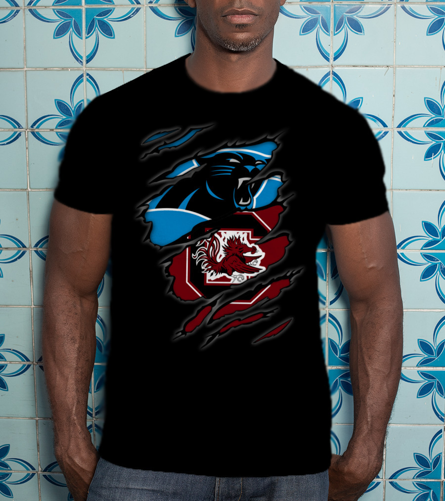 Carolina Panthers South Carolina Gamecocks Logo Mashup T-Shirt