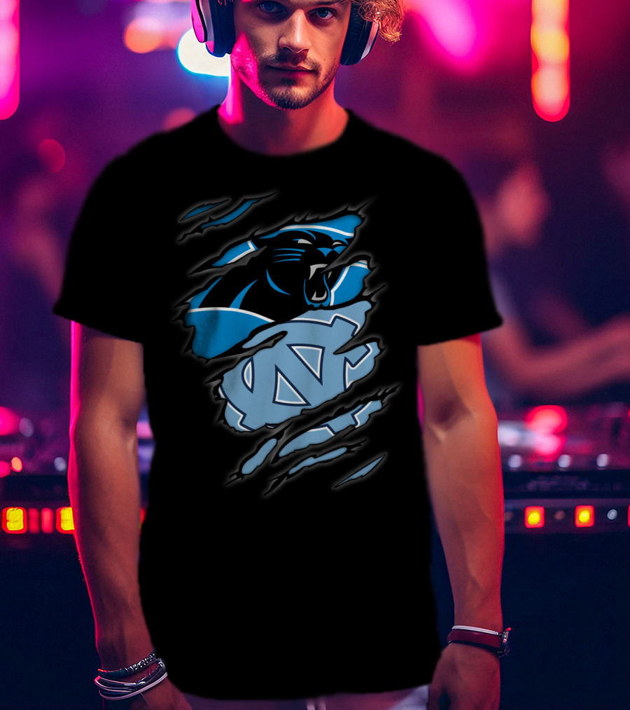 Panthers Tar Heels North Carolina Rip Effect T-Shirt
