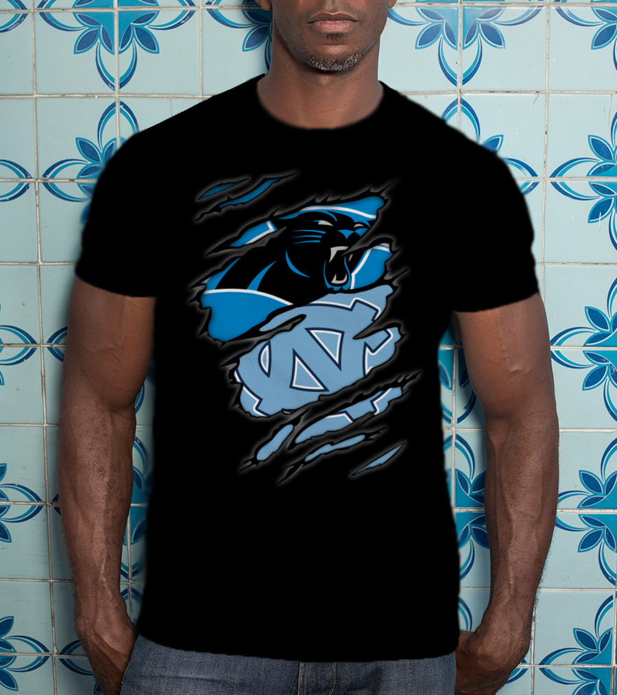 Panthers Tar Heels North Carolina Rip Effect T-Shirt