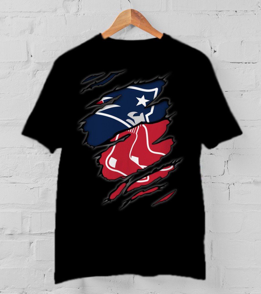 Patriots Red Sox Torn Logo Fusion T-Shirt